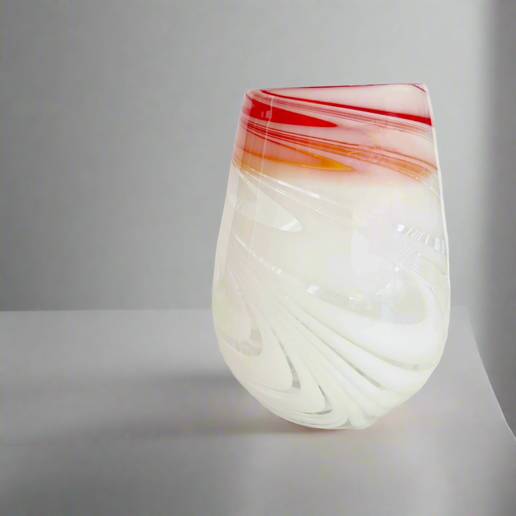 White and Red Mirano Style Vase