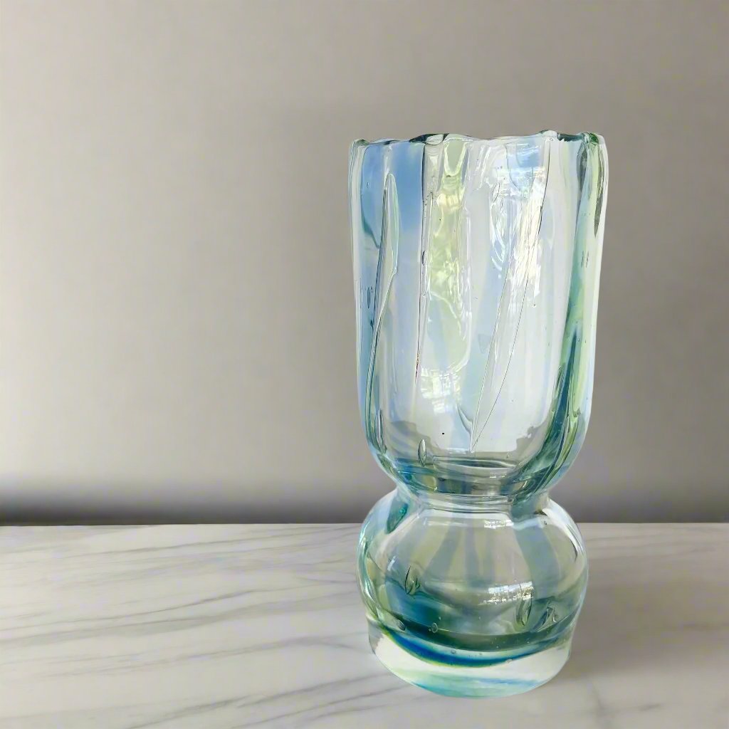 Blue and Green Art Glass Vase