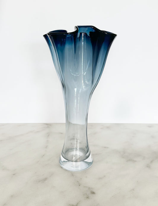 Blue Wave Art Glass Vase