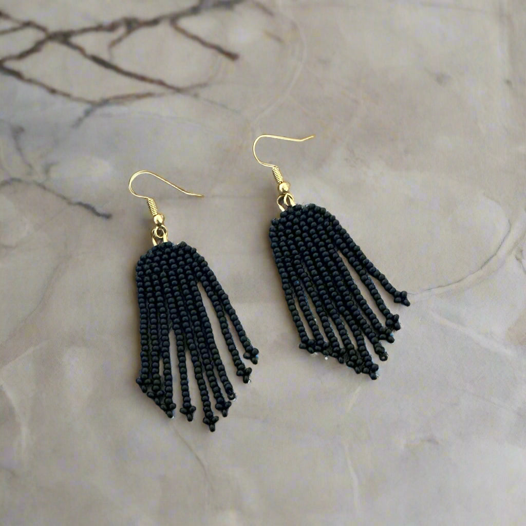 Black Beaded Fringe