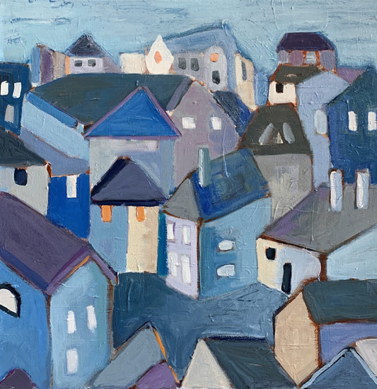 Acrylic artwork titled Rooftops II