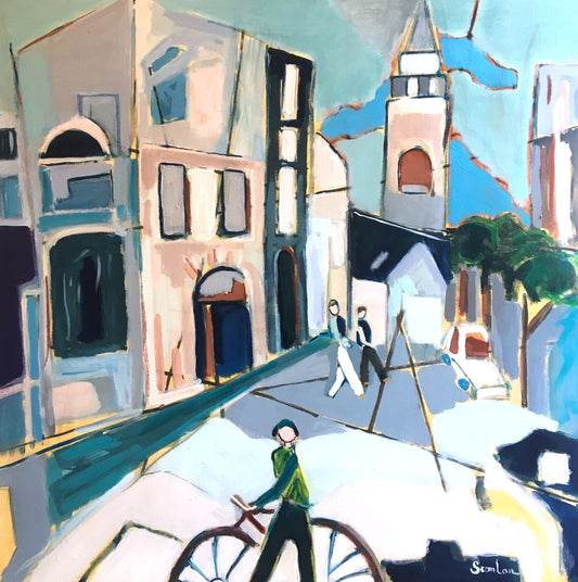 Acrylic artwork titled Quebec City Street Scene